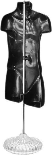 Miniatura 3 de Torso de maniquí infantil negro, forma de vestido con espalda hueca, con soporte acrílico para encimera o colgar, fácil de montar, tamaño 5T-7