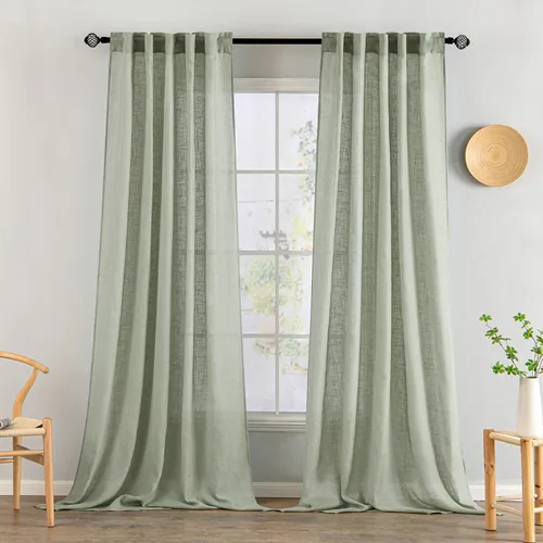 Miniatura 17 de MIULEE Cortinas de lino blanco de 108 pulgadas de largo para dormitorio, sala de estar, cortinas de ventana con textura de lino suave y grueso, Lino
