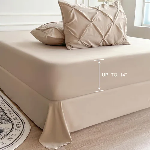 Miniatura 4 de Maple&Stone Juego de Edredón Twin XL, Juegos de Ropa de Cama Extra Largos de 5 Piezas para Dormitorio, Cama en una Bolsa con Edredón Pintuck, Beige