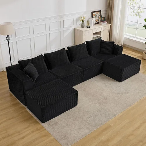 Miniatura 10 de Sofá modular modular de 107 pulgadas, moderno sofá seccional Cloud con asiento profundo, sofá deshuesado en forma de L con diván para sala de estar