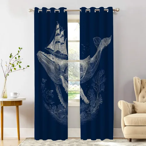 Miniatura 115 de Shrahala Abstract Pattern Geometric Blackout Window Curtains, Concentric Squares Thermal Insulated Curtains Grommet Long Drapes for Bedroom,Living