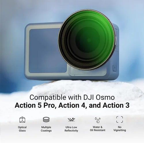 Miniatura 2 de NEEWER Filtro ND variable compatible con DJI Osmo Action 5 Pro/4/3, ND2-32 1-5 Paradas a presión Multicoated HD Vidrio óptico de densidad neutra