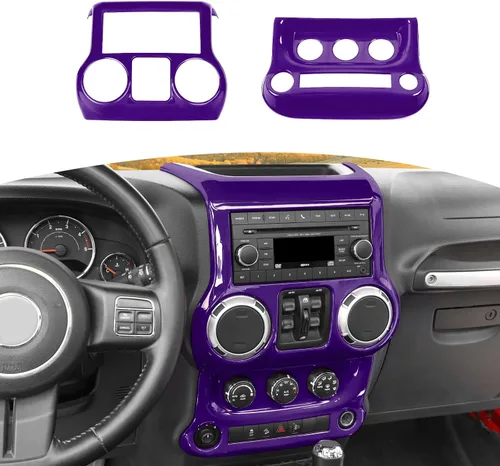 RT-TCZ Para Jeep JK Purple Dash Accents Radio A/C Controles Cubierta Trim para Jeep Wrangler JK JKU 2011-2017 ABS Interior Accesorios 2 unids Púrpura