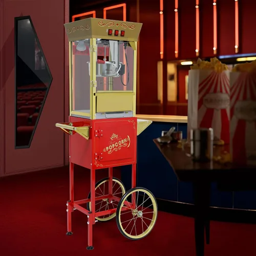 Miniatura 2 de Nostalgia - Máquina para hacer palomitas de maíz con carrito – Carrito profesional con hervidor de 12.5 onzas que hace hasta 20 tazas – Máquina Rojo