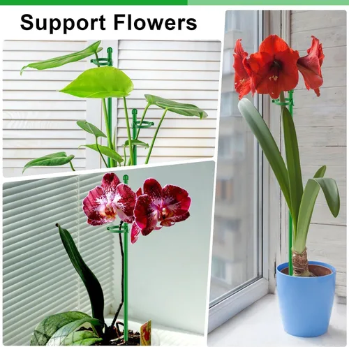 Miniatura 6 de Estacas para plantas de 17 pulgadas, soporte SupKing para orquídeas con clips, 10 postes para plantas de jardín extendidos a 3/4/5 pies
