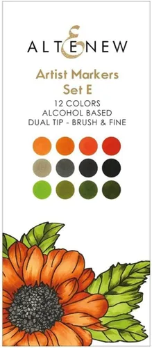Altenew Tropical Garden Artist - Juego de marcadores de alcohol E, marcadores de pincel a base de alcohol color naranja, verde y marrón, fácil