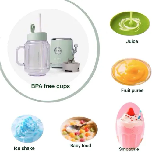 Miniatura 3 de ECretro - Mezclador retro para licuadores de batidos, exprimidor de encimera con taza y tapa de viaje sin BPA de 20 onzas, 300 W, 2 velocidades