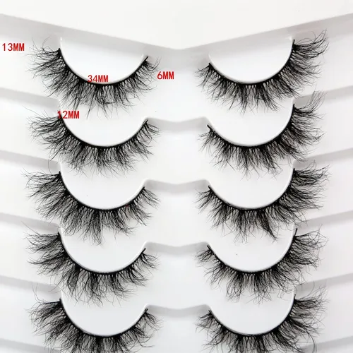 Miniatura 12 de Pooplunch - Pestañas postizas finas de visón sintético, estilo ojo de gato, naturales, cruzadas, tipo racimo, efecto 8D de volumen, tiras