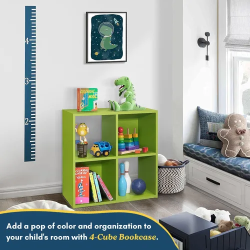 Miniatura 3 de Kings Brand Jermine - Organizador de almacenamiento de 4 cubos, 2 estantes abiertos y 2 cerrados de madera para dormitorio, sala de juegos, escuela