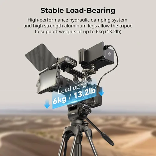 Miniatura 7 de SmallRig AD-01S - Trípode de video resistente de 74 pulgadas con cabezal fluido de inclinación y panorámica, placa de liberación rápida de modo
