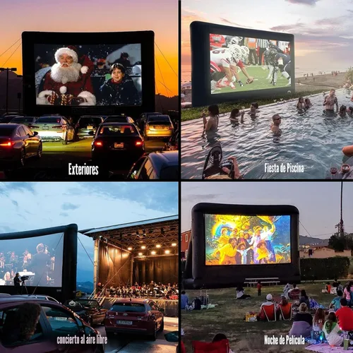 Miniatura 6 de Pantalla de proyector inflable: pantalla de cine al aire libre de 14 pies para fiestas de cine en el patio trasero al aire libre con soplador