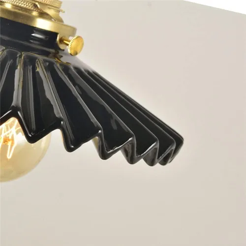 Lámpara colgante clásica de latón, estilo vintage, color negro, plisada, lámpara de techo colgante moderna con cable ajustable para comedor,