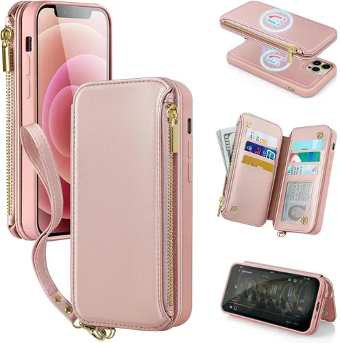 Miniatura 10 de Antsturdy Funda tipo cartera desmontable 2 en 1 para iPhone 14 Pro Max con MagSafe, bloqueo RFID, magnética, carga inalámbrica, funda de piel