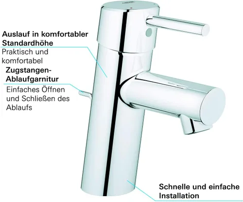 Miniatura 6 de GROHE Concetto Nuevo Mezclador de lavabo 1/2" S-Tamaño Cromo 32204001