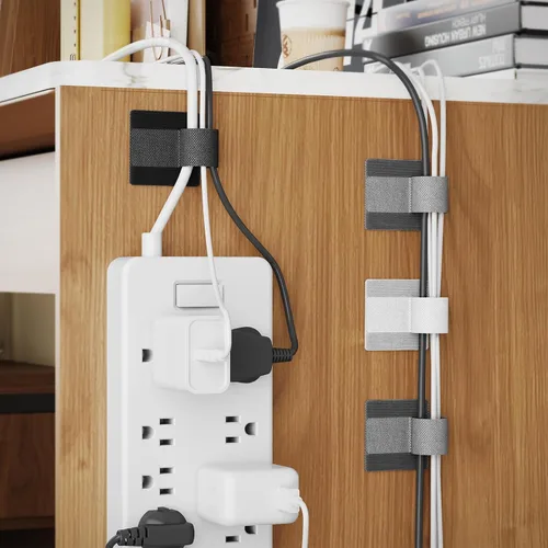 Miniatura 6 de NiHome 50 organizadores de cables, bridas autoadhesivas de gancho y bucle para gestión de cables, soportes de cables reutilizables para el hogar