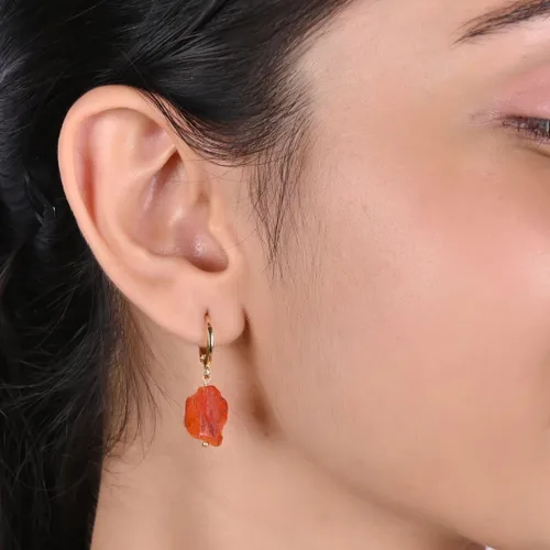 Miniatura 23 de Gempires Handmade Gemstone Hoop Earrings Raw Crystal Dangle Jewelry Hypoallergenic Gold Plated Lightweight Elegant Jewelry Gifts For Women