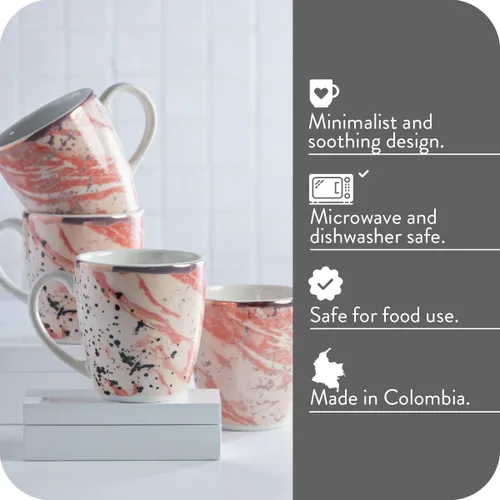 Miniatura 2 de Juego de 4 tazas Corona Perfecto para los amantes del café y el té Amani 12.8 oz - 380cc Cerámica Decoración de oro rosa