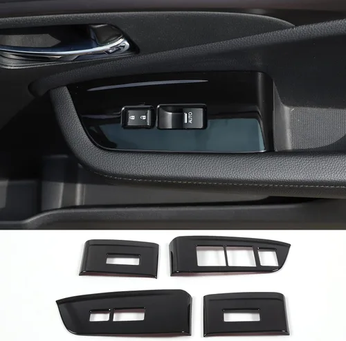 Miniatura 8 de 4 piezas Panel de Interruptor de Elevación de Ventana Marco Cubierta Moldura para Honda Pilot 2016-2022/Passport 2019-2023, Material ABS Accesorios