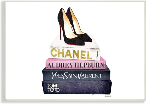 Miniatura 13 de Stupell Industries Glam Fashion - Juego de libros de tacón negro enmarcado con textura giclée, fabricado con orgullo en Estados Unidos