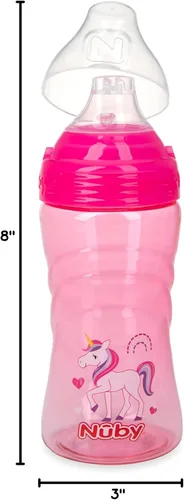 Miniatura 8 de Nuby Thirsty Kids - Taza de viaje deportiva de Tritan antiderrames con boquilla de silicona suave y cubierta de higiene, 12 onzas, estampado