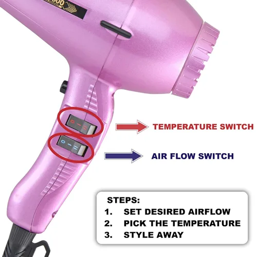 Miniatura 3 de Turbo Power TwinTurbo 3800 - Secador de pelo rosa de cerámica e iónico, respetuoso con el medio ambiente, + accesorio de soplado caliente M Hair