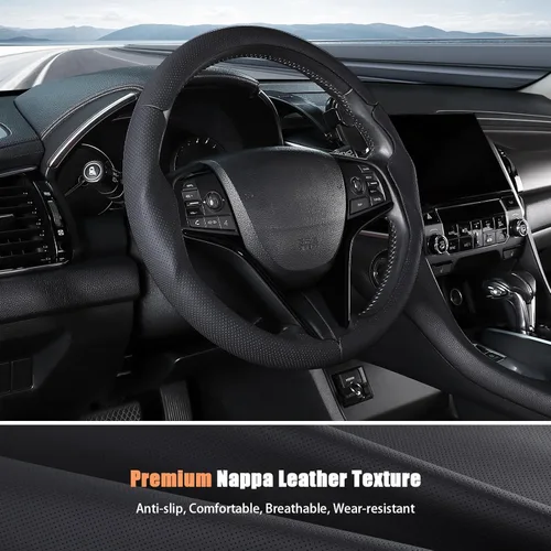 Miniatura 3 de Aimato Funda de volante personalizada para Honda Civic 2016-2021/CR-V 2017-2021/Clarity 2018-2021, delgada, antideslizante, resistente a los negro