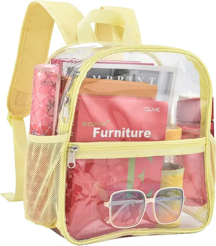 Miniatura 5 de Busiuw Mochila Transparente para Eventos de Estadio 12x12x6 Mini Pequeñas Mochilas Deportivas para Fanáticos, Aguamarina