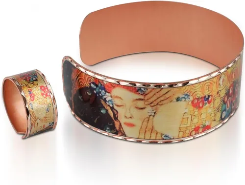 Miniatura 10 de Moreni Pulsera de cobre para mujer con caja de regalo de madera, regalo de joyería hecha a mano elegante y atemporal inspirado en el arte