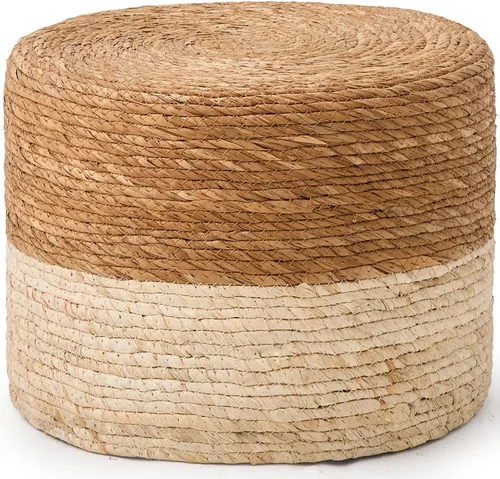 Miniatura 10 de Wimarsbon Puf redondo otomano, reposapiés tejido a mano natural, puf rústico de salón, taburete bohemio Pous, mesa decorativa o asiento