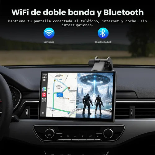 Miniatura 6 de Volam Pantalla Carplay de 9 pulgadas con Net-Flix YouTube y cámara de respaldo AHD Pantalla Android Auto inalámbrica mejorada Caja de video portátil