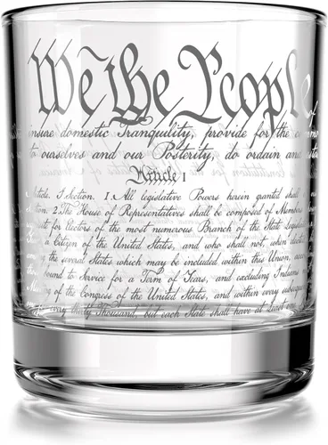 Constitution Of The United States - Vaso de whisky a la antigua usanza, regalo patriótico We The People American USA - 10 oz - Fabricado en Estados