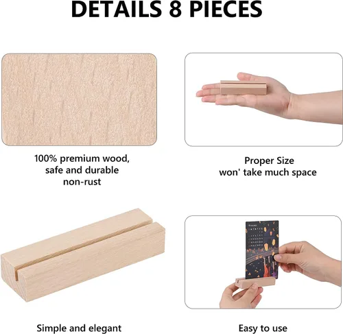 Miniatura 4 de 8 soportes de madera para tarjetas de lugar, soportes de números rústicos para decoración de mesa de fiesta de boda