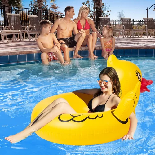 Miniatura 6 de Float Joy Divertidos flotadores inflables para piscina de pato para adultos, flotadores de pato de goma mejorados para piscina, lago, flotadores