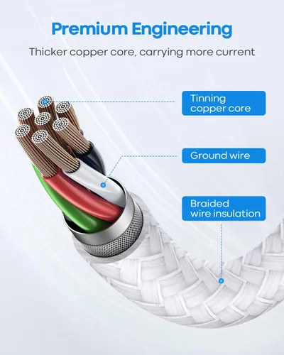 Miniatura 5 de etguuds Cable USB C a USB C blanco de 1 pie, paquete de 2 cables USBC a USBC de 60 W, cable de carga tipo C a C, cable de carga rápida para iPhone