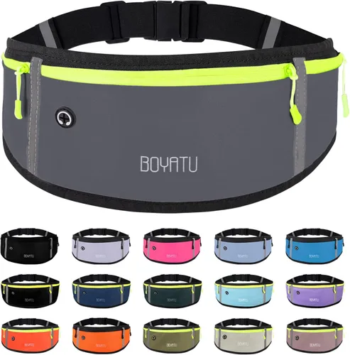 Miniatura 11 de BOYATU Riñonera para correr con cinturón: cintura delgada para mujeres y hombres, bolsa de entrenamiento ajustable para teléfono, bolsa de cintura