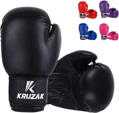 Kruzak Guantes de boxeo simples para sparring, kickboxing, Muay Thai, artes marciales y lucha MMA - Guantes de saco de boxeo para hombres y mujeres,