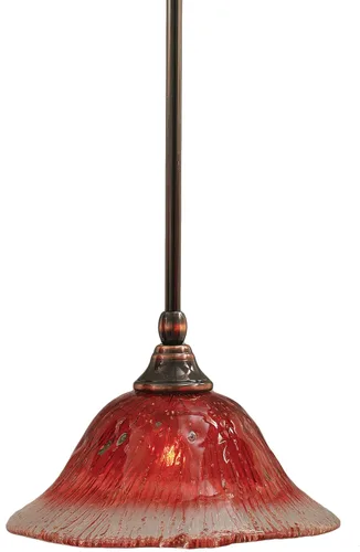 Miniatura 104 de Toltec Lighting Tallo Colgado Mini colgante, acabado de cobre negro, 3.5" cuadrado humo burbuja vidrio