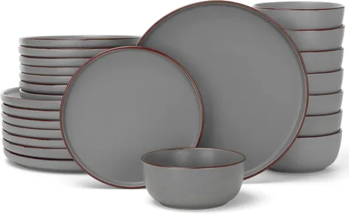 Miniatura 16 de Famiware - Juegos de vajilla Mercury con tazas, servicio para 4 (16 piezas), juegos de platos y cuencos, juego de platos apto para microondas