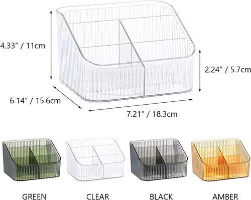 Miniatura 3 de Organizador de brochas de maquillaje ámbar para tocador, organizador de encimera de baño, 5 tazas, almacenamiento y exhibición de artículos