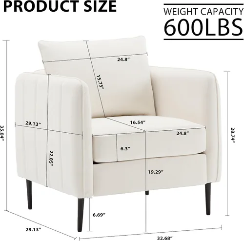 Miniatura 2 de Silla decorativa moderna, sillón de terciopelo esmerilado suave, silla tapizada con patas de carne, cómoda silla de lectura con reposabrazos anchos