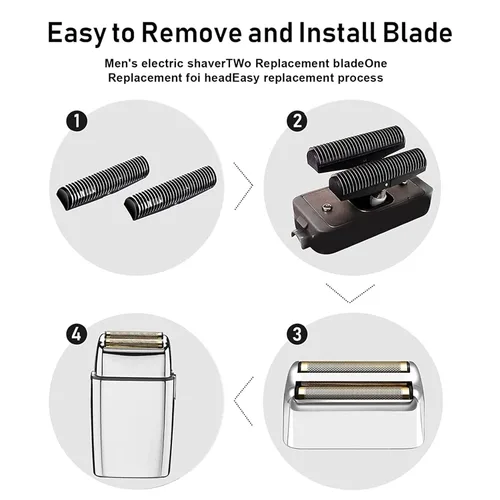 Miniatura 5 de Lámina de repuesto y cortadoras para afeitadora compatible con BaBylissPRO Barberology Double FXFS2 (2 piezas plateadas)