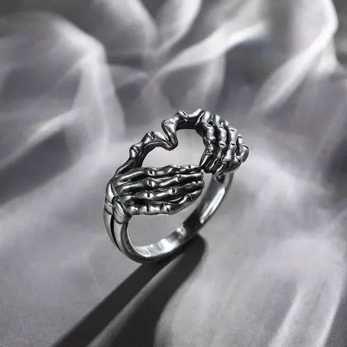 Miniatura 5 de Anillo de corazón retro personalizado para hombres, mujeres, niñas, niños, gótico a juego para parejas, nudillos, cola de nudillos, anillos de dedo