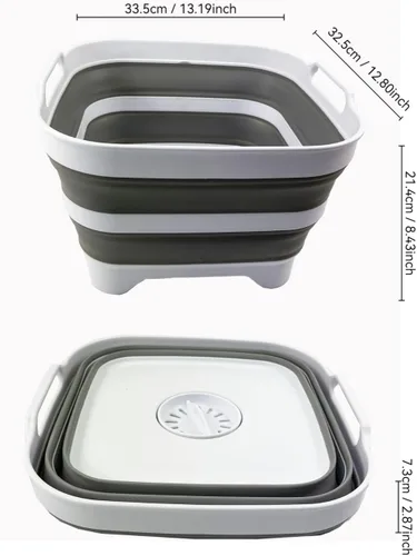 Miniatura 6 de SAMMART Sartén plegable de 10 L (2.64 galones) con tapón de drenaje, lavabo de lavado plegable, tina portátil para lavar platos, bandeja