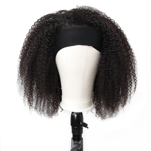 Miniatura 3 de ISEE Hair Peluca de cabello humano afro rizado crespo con diadema, densidad del 180%, pelucas afro para mujeres negras, rizos naturales, pelucas