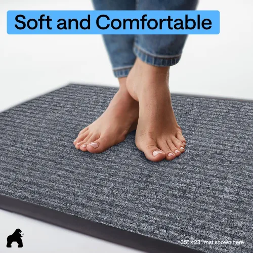 Miniatura 48 de GORILLA GRIP Tapete impermeable para puerta de protección de tráfico, 35 x 23 pulgadas, tapetes de entrada resistentes, tapetes comerciales con Negro