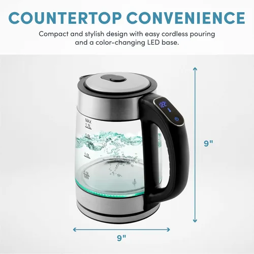 Miniatura 4 de AROMA® Hervidor de agua de vidrio digital profesional de 1.7L/7 tazas (AWK-170D)