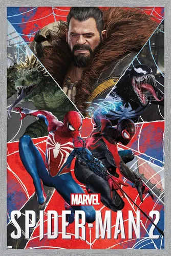 Miniatura 15 de Trends International Marvel's Spider-Man 2 - Póster de pared de grupo, 22.4 pulgadas de largo x 14.7 pulgadas, versión enmarcada en bronce Versión