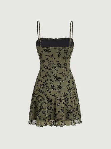Miniatura 2 de Verdusa Vestido corto sin mangas con estampado floral de lechuga para mujer