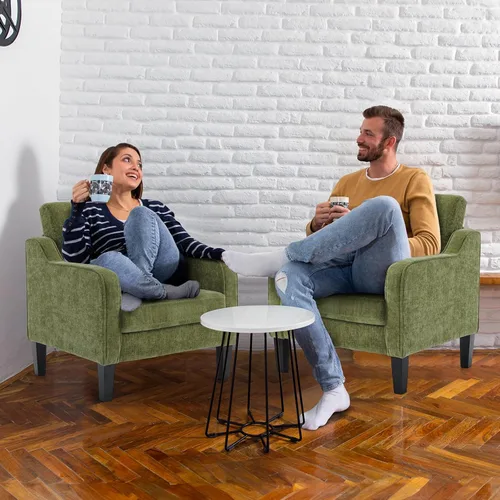 Miniatura 8 de VINGLI Silla de Acento para Sala de Estar Sillas Verde Oliva Silla de Lectura para Dormitorio Silla con Brazo Recogido Sillas de Acento Modernas