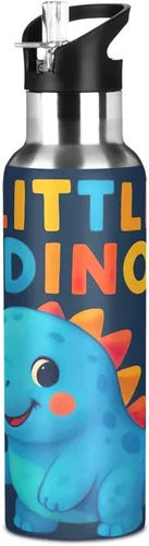 Miniatura 8 de Cute Dinosaur Blue Insulated Stainless Steel Water Bottle with Straw 32 Oz Leakproof Water Bottles, BPA-Free Sport Water Bottle Insulated